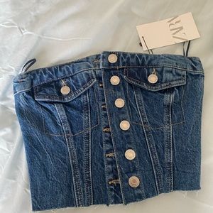 Zara denim corset top XS NWT